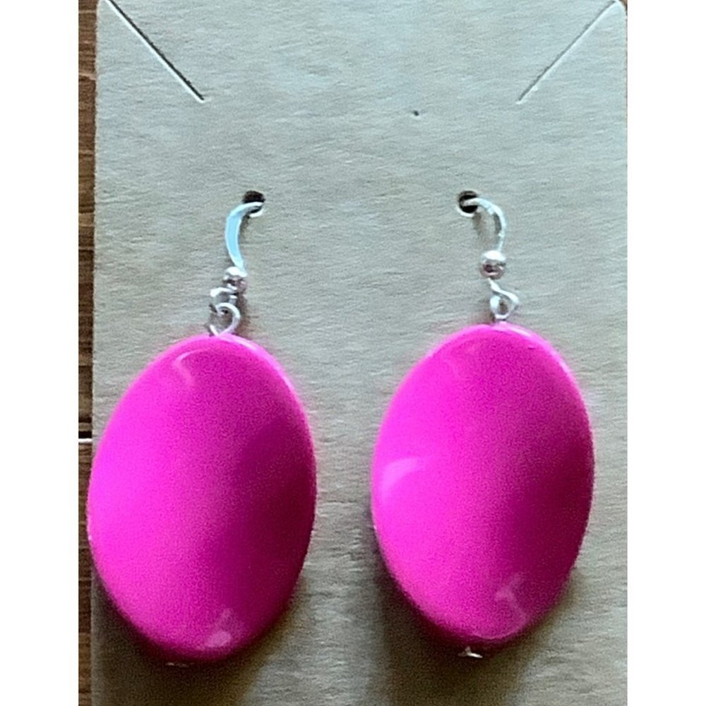 Pink Plastic Wave Earrings
